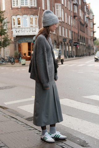 Premium Pleated Pencil Skirt Grey