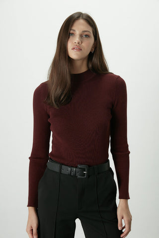 Basic Knitwear Bodysuit Maroon