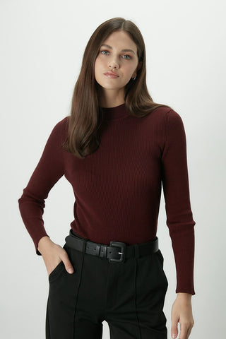 Basic Knitwear Bodysuit Maroon