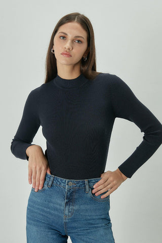 Basic Knitwear Bodysuit Navy Blue