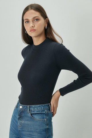 Basic Knitwear Bodysuit Navy Blue