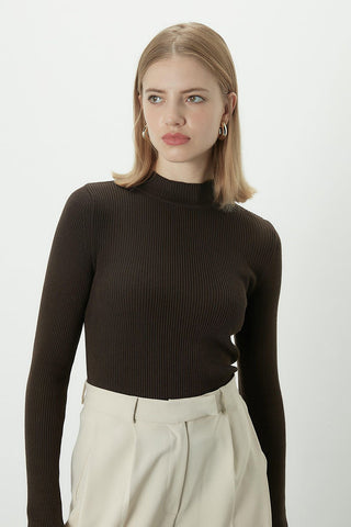 Basic Knitwear Bodysuit Dark Brown