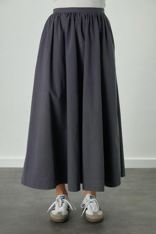 Katy Gabardine Shirred Skirt Navy Blue