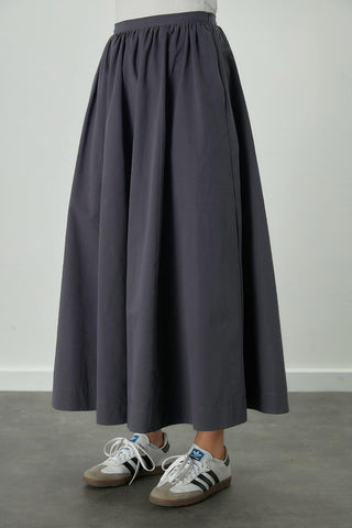 Katy Gabardine Shirred Skirt Navy Blue