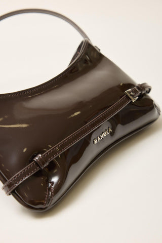 Diana Patent Leather Baguette Dark Brown