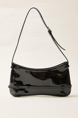 Diana Patent Leather Baguette Bag Black