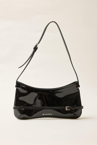 Diana Patent Leather Baguette Bag Black