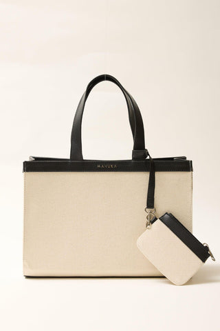 Wide Canvas City Bag Natural