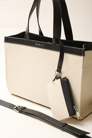 Wide Canvas City Bag Natural