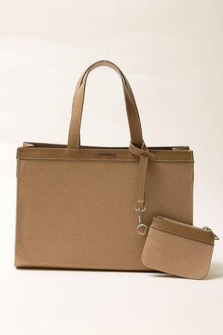 Wide Canvas City Bag Camel