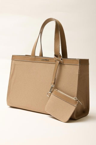 Wide Canvas City Bag Camel