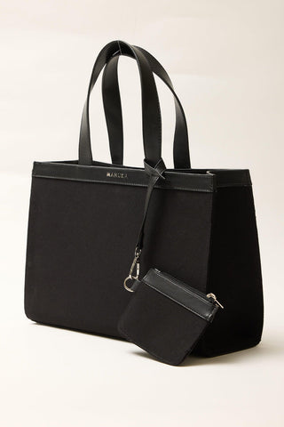 Wide Canvas City Bag Black