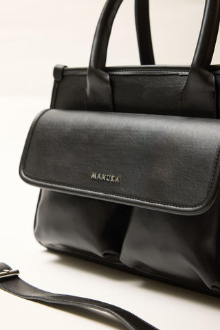 Wide Pocket Shoulder Bag Black