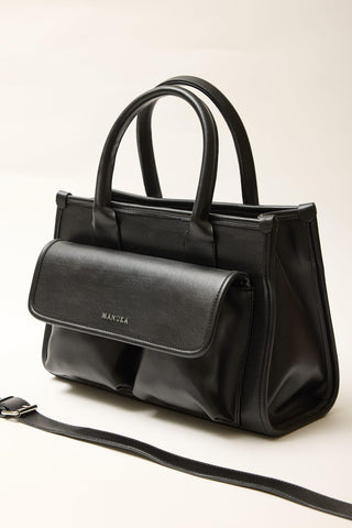 Wide Pocket Shoulder Bag Black