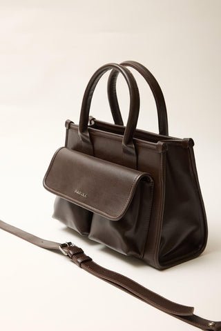 Wide Pocket Shoulder Bag Brown