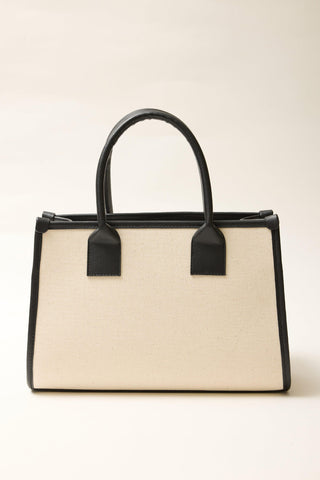 Canvas Shoulder Bag With Wide Pockets Black