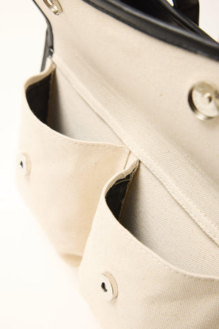 Canvas Shoulder Bag With Wide Pockets Black