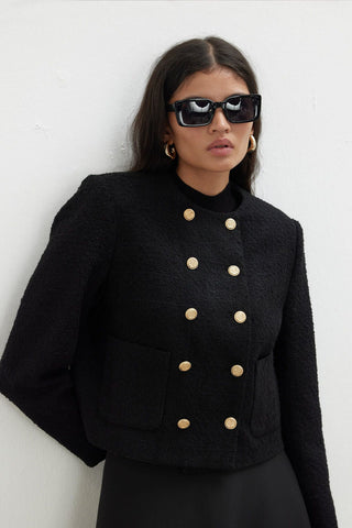 Tweed Jacket With Pockets Black