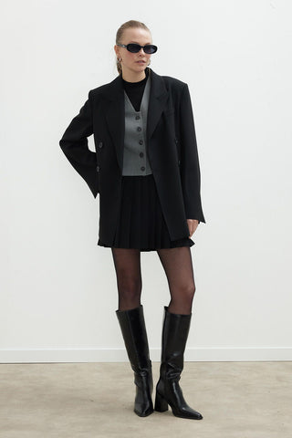 Oversized Double-Breasted Blazer Jacket Black