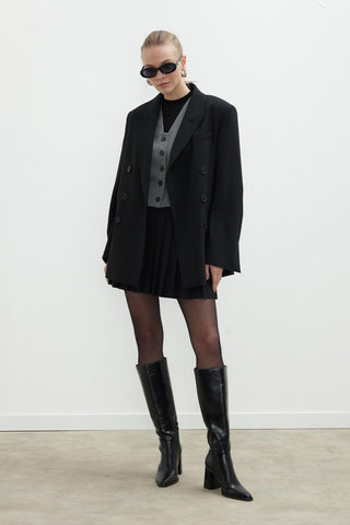Oversize Kruvaze Blazer Ceket Siyah