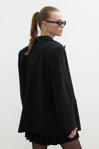 Oversize Kruvaze Blazer Ceket Siyah