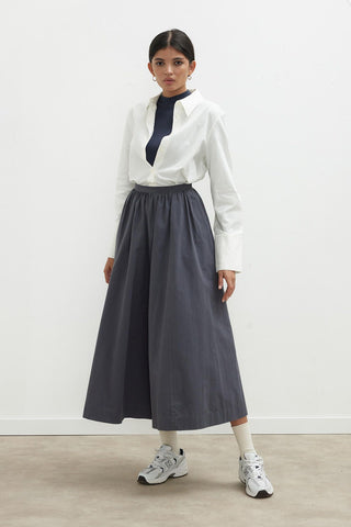 Katy Gabardine Shirred Skirt Navy Blue