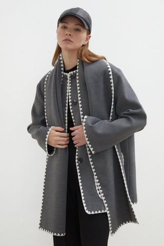 Maya Embroidered Cachet Coat Anthracite