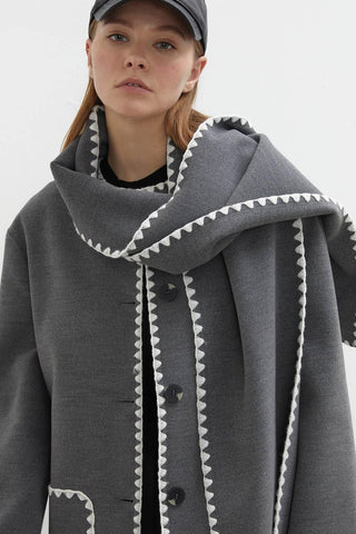 Maya Embroidered Cachet Coat Anthracite