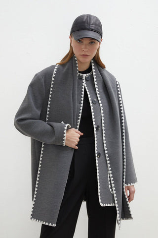 Maya Embroidered Cachet Coat Anthracite