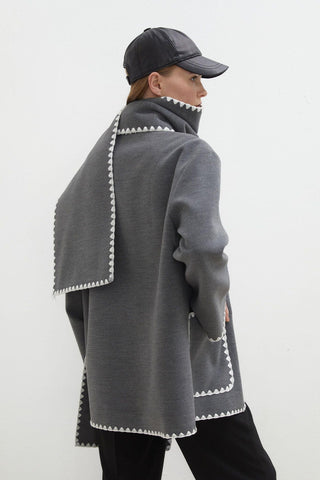 Maya Embroidered Cachet Coat Anthracite