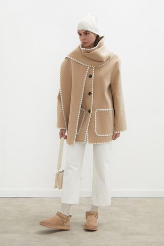 Maya Embroidered Cachet Coat Nude