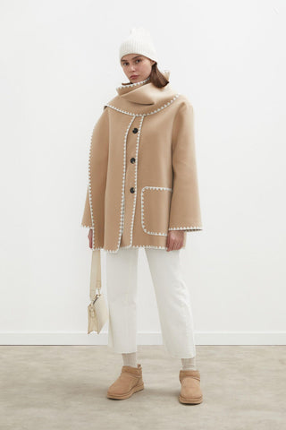 Maya Embroidered Cachet Coat Nude