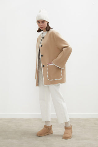 Maya Embroidered Cachet Coat Nude