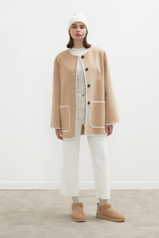 Maya Embroidered Cachet Coat Nude