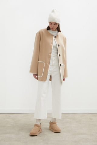 Maya Embroidered Cachet Coat Nude