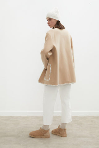 Maya Embroidered Cachet Coat Nude