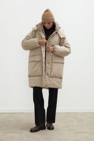 Hooded Anorak Jacket Dark Beige