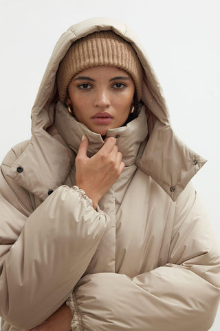 Hooded Anorak Jacket Dark Beige