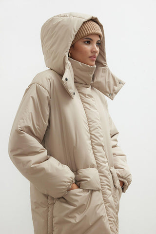 Hooded Anorak Jacket Dark Beige