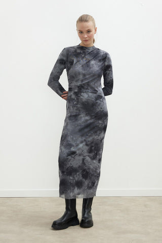 Patterned Tulle Dress Anthracite