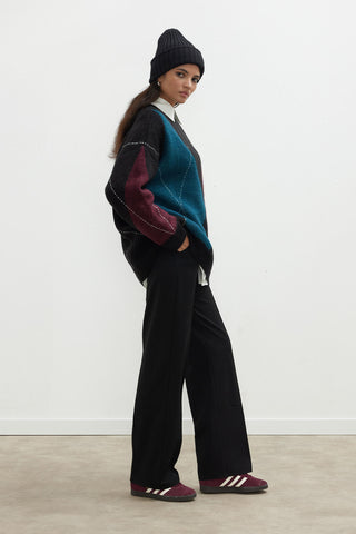 Argyle Pattern Knitwear Sweater Teal