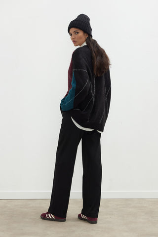 Argyle Pattern Knitwear Sweater Teal