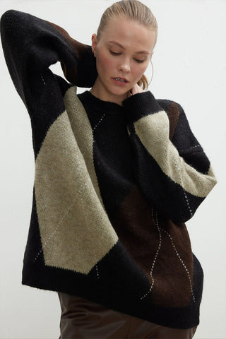 Baklava Pattern Knitwear Sweater Brown