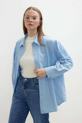 Oversize Basic Shirt Blue