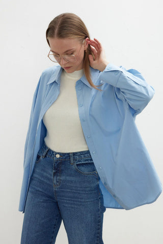 Oversize Basic Shirt Blue