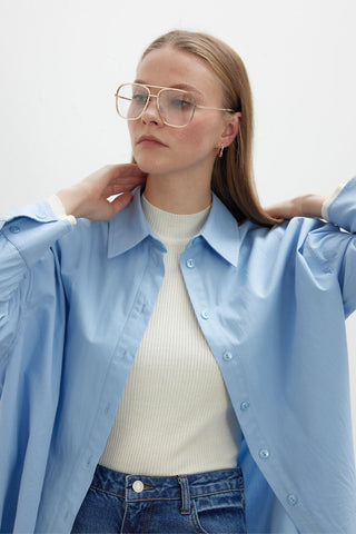 Oversize Basic Shirt Blue