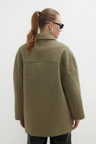 Double-Breasted Pocket Detail Coat Khaki