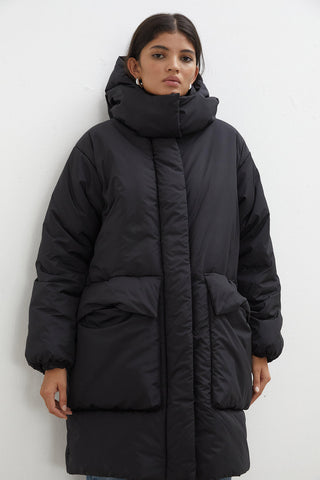 Kapüşonlu Anorak Ceket Siyah