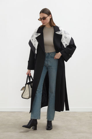 Premium Oversize Trençkot Siyah