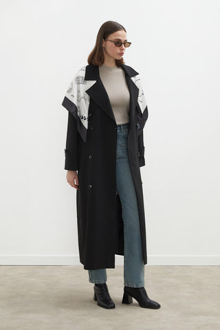 Premium Oversize Trençkot Siyah